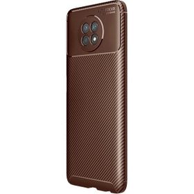 Teleplus Xiaomi Redmi Note 9t Karbon Dokulu Dizayn Kahverengi Silikon Cep Telefonu Kılıf