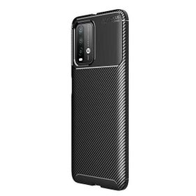 Teleplus Xiaomi Redmi Note 9t Karbon Dokulu Dizayn Nano Ekran Koruyucu Siyah Silikon Cep Telefonu Kılıf