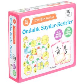 Teleskop Popüler Bilim - Dört İşlem Kartlar Ondalık Sayılar Kesirler 9 Yaş 100 Kart