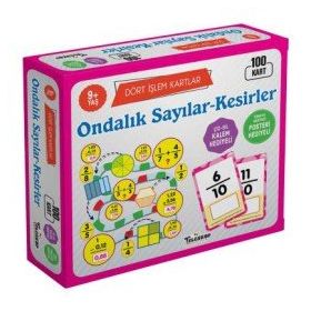 Teleskop Popüler Bilim - Dört İşlem Kartlar Ondalık Sayılar Kesirler 9 Yaş 100 Kart