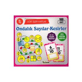 Teleskop Popüler Bilim - Dört İşlem Kartlar Ondalık Sayılar Kesirler 9 Yaş 100 Kart