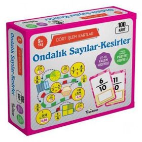 Teleskop Popüler Bilim - Dört İşlem Kartlar Ondalık Sayılar Kesirler 9 Yaş 100 Kart