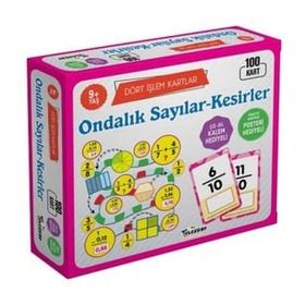 Teleskop Popüler Bilim - Dört İşlem Kartlar Ondalık Sayılar Kesirler 9 Yaş 100 Kart