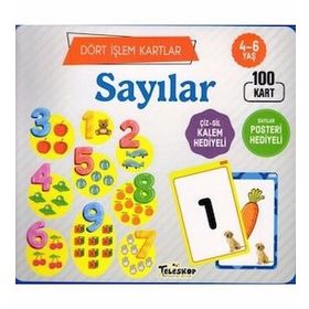 Teleskop Popüler Bilim - Dört İşlem Kartlar Sayılar 4 6 Yaş 100 Kart