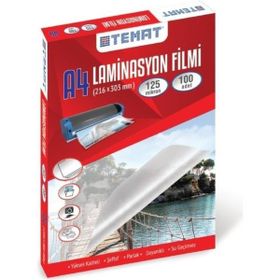 Temat 216x303 mm 125 Mikron 100'lü Kutu A4 Laminasyon Filmi