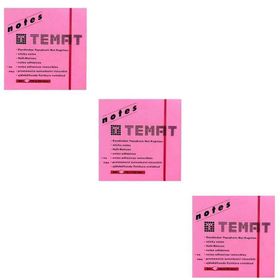 Temat 75 X 75 mm 3'lü Fosforlu Pembe Postit - Yapışkanlı Kağıt