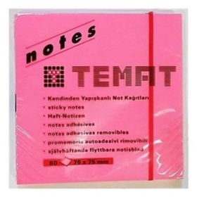 Temat 75x75 mm Pembe 80 Yaprak Yapışkanlı Not Kağıdı