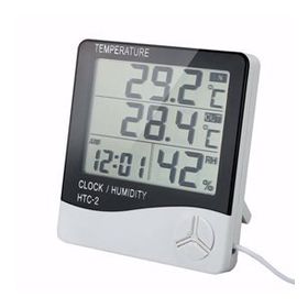 Temperature HTC-2 Problu Dijital Termometre Saat Isı Sıcaklık Nem Ölçer