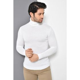 Tena Erkek Beyaz Tam Balıkçı Yaka Basic Triko Kazak
