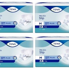 Tena Proskin Slip Plus 6 Damla Orta Boy Medium 30'lu 4 Paket 120 Adet Belbantlı Hasta Bezi