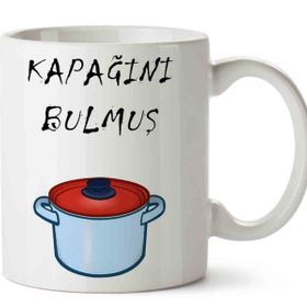 Tencere Yuvarlanmış Kapağını Bulmuş Baskılı Kupa