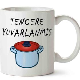 Tencere Yuvarlanmış Kapağını Bulmuş Baskılı Kupa