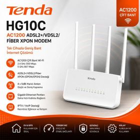 Tenda HG10C AC1200 ADSL2+ VDSL2 Fiber Xpon Modem