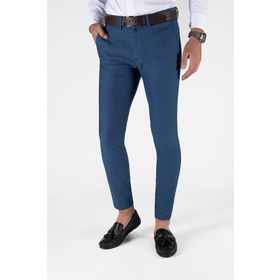 Terapi Men 21K-2200420-3 Lacivert Erkek Slim Fit Armürlü Italyan Kesim Keten Pantolon