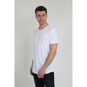 Terapi Men 21Y-3400747-01 Beyaz Bisiklet Yaka Nokta Desenli Erkek T-shirt