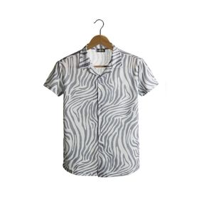 Terapi Men 21Y-4300594-06 Kısa Kollu Pamuklu Desenli Slim Fit Apaş Yaka Erkek Gömlek