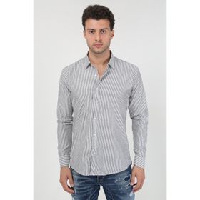 Terapi Men 21Y-4300599 Lila Kalın Dik Çizgili Uzun Kollu Slim Fit Erkek Gömlek