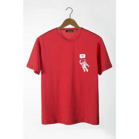 Terapi Men 22Y-3400761-3 Astronot Baskılı Bisiklet Yaka Oversize Rahat Kalıp Basic T-Shirt
