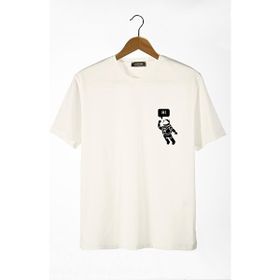 Terapi Men 22Y-3400761-3 Astronot Baskılı Bisiklet Yaka Oversize Rahat Kalıp Basic T-Shirt