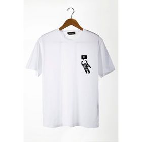 Terapi Men 22Y-3400761-3 Astronot Baskılı Bisiklet Yaka Oversize Rahat Kalıp Basic T-Shirt