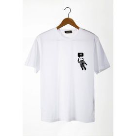 Terapi Men 22Y-3400761-3 Astronot Baskılı Bisiklet Yaka Oversize Rahat Kalıp Basic T-Shirt
