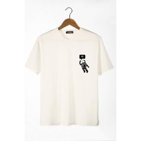 Terapi Men 22Y-3400761-3 Astronot Baskılı Bisiklet Yaka Oversize Rahat Kalıp Basic T-Shirt