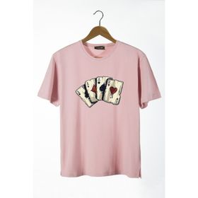 Terapi Men 22Y-3400762-2 İskambil Kağıdı Baskılı Bisiklet Yaka Oversize Erkek T-Shirt