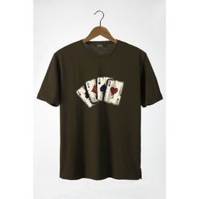 Terapi Men 22Y-3400762-2 İskambil Kağıdı Baskılı Bisiklet Yaka Oversize Erkek T-Shirt