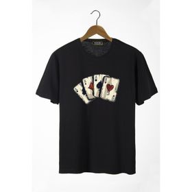 Terapi Men 22Y-3400762-2 İskambil Kağıdı Baskılı Bisiklet Yaka Oversize Erkek T-Shirt
