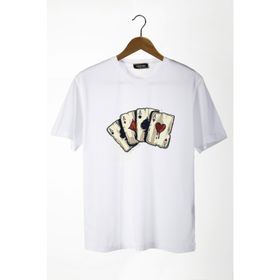 Terapi Men 22Y-3400762-2 İskambil Kağıdı Baskılı Bisiklet Yaka Oversize Erkek T-Shirt