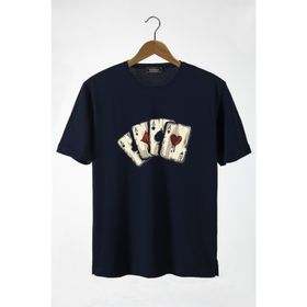 Terapi Men 22Y-3400762-2 İskambil Kağıdı Baskılı Bisiklet Yaka Oversize Erkek T-Shirt