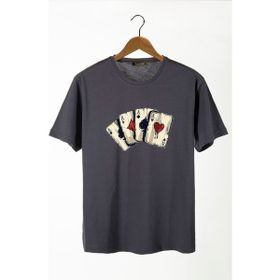 Terapi Men 22Y-3400762-2 İskambil Kağıdı Baskılı Bisiklet Yaka Oversize Erkek T-Shirt