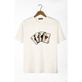 Terapi Men 22Y-3400762-2 İskambil Kağıdı Baskılı Bisiklet Yaka Oversize Erkek T-Shirt