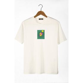 Terapi Men 22Y-3400762-64 Bisiklet Yaka Önü Smiley Baskılı Oversize Ekru Erkek T-shirt