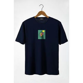 Terapi Men 22Y-3400762-64 Bisiklet Yaka Önü Smiley Baskılı Oversize Lacivert Erkek T-shirt