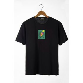 Terapi Men 22Y-3400762-64 Siyah Bisiklet Yaka Önü Smiley Baskılı Oversize Erkek T-shirt