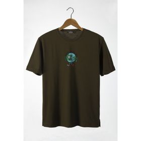 Terapi Men 22Y-3400762-65 Bisiklet Yaka Önü Dünya Baskılı Oversize Erkek T-Shirt