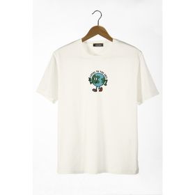 Terapi Men 22Y-3400762-65 Bisiklet Yaka Önü Dünya Baskılı Oversize Erkek T-Shirt