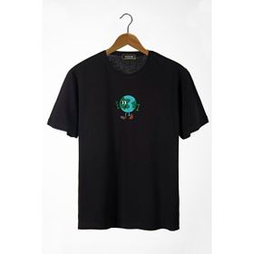 Terapi Men 22Y-3400762-65 Siyah Bisiklet Yaka Önü Dünya Baskılı Oversize Erkek T-Shirt
