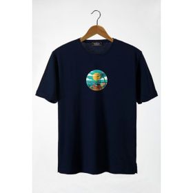 Terapi Men 22Y-3400762-67 Bisiklet Yaka Önü Scooter Baskılı Oversize Lacivert Erkek T-shirt