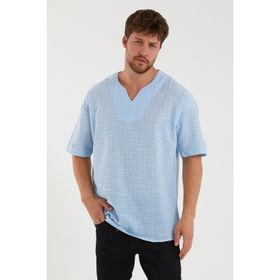 Terapi Men 22Y-4300634-1 Açık V Yaka Oversize Kısa Kollu Çizgili Erkek Gömlek