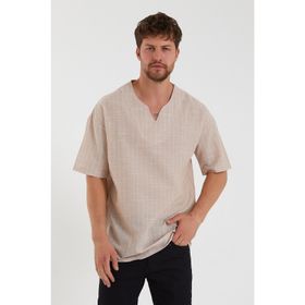 Terapi Men 22Y-4300634-1 Açık V Yaka Oversize Kısa Kollu Çizgili Erkek Gömlek