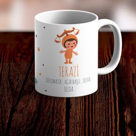 Terazi Burcu Baskılı Seramik Kupa Bardak
