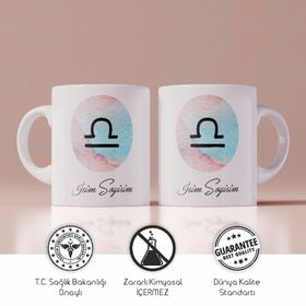 Terazi Burcu Baskılı Seramik Kupa Bardak
