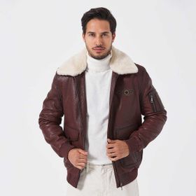 Tergan E23KDM310496-R4W Kahve Kürklü Erkek Deri Mont
