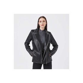Tergan K23KDM320386-Q3H Siyah Deri Kadın Mont