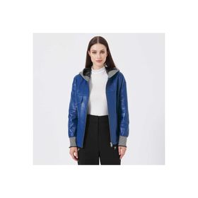 Tergan K23KDM320390-R5X Mavi Deri-Tekstil Kadın Deri Mont