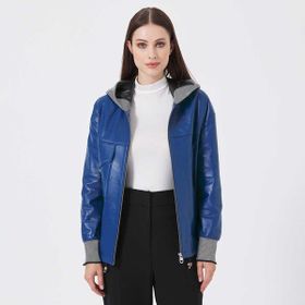 Tergan K23KDM320390-R5X Mavi Deri-Tekstil Kadın Deri Mont