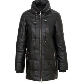 Tergan K24KDM320454-Q3H Siyah Deri Kadın Mont