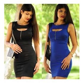 Terry Pau TP101283 Fermuar Detaylı Mini Elbise